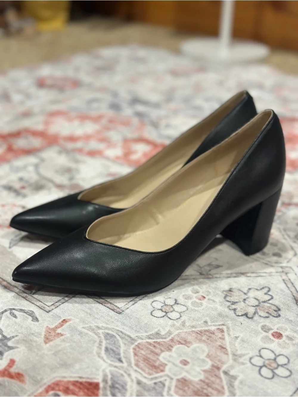 Marc Fisher Black Pointed Block Heel Pumps